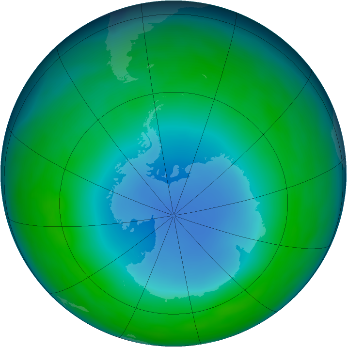 Antarctic ozone map for July 2013